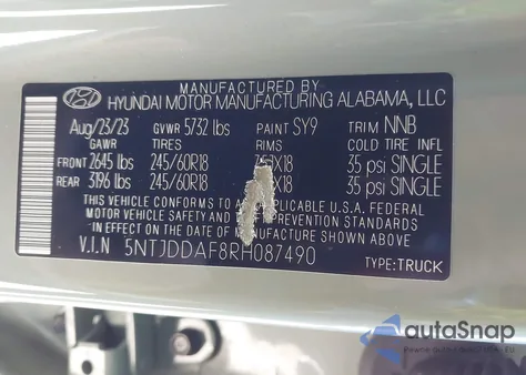 2024 Hyundai Santa Cruz Xrt from USA, damaged, VIN 5NTJDDAF8RH087490